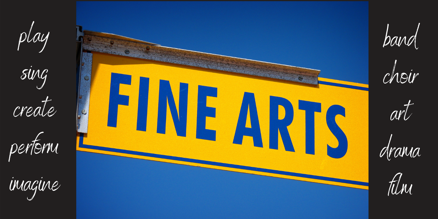 fine arts sign with names of deparments